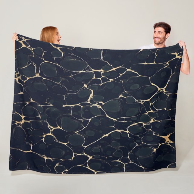 Dark Marble Pattern Abstract Alcohol Ink Style 1 Fleece Blanket (In Situ)