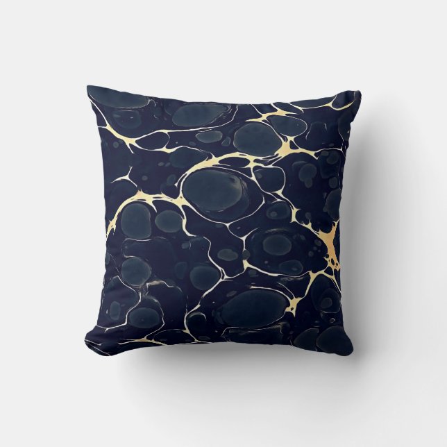 Dark Marble Pattern Abstract Alcohol Ink Style Dar Cushion (Front)