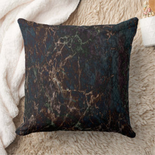 Dark Marble Throw Pillow