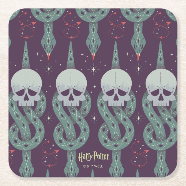 Dark Mark Geometric Icon Pattern Square Paper Coaster (Front)