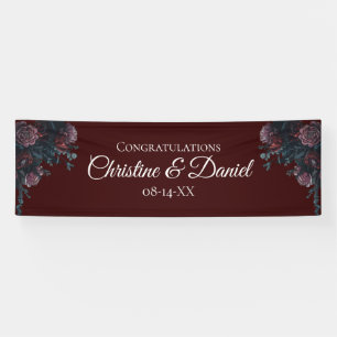 Dark Maroon Mauve Gothic Elegant Wedding Banner
