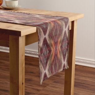 Dark Maroon Red Coral Pink Orange Brown Tribal Art Medium Table Runner