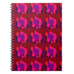 Dark maroon red with deep pink globes pattern notebook