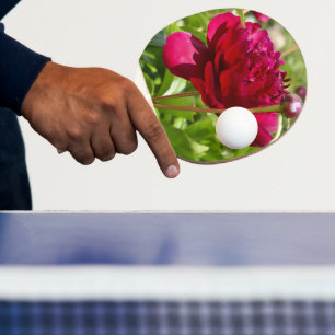 Dark Maroon velvet peonies Ping Pong Paddle