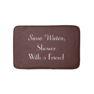 Dark Marsala Save Water Funny Plush Bath Mat