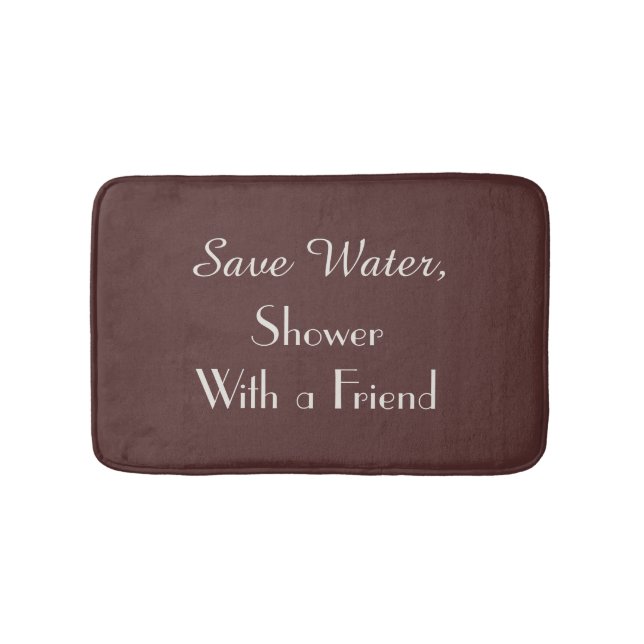 Dark Marsala Save Water Funny Plush Bath Mat (Front)