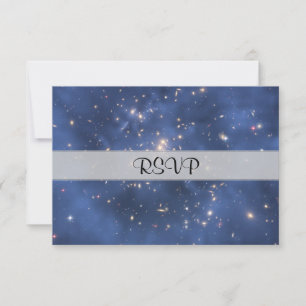 Dark Matter Ring and Galaxy Cluster in Cobalt Blue RSVP Card