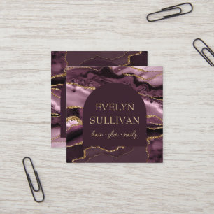 Dark mauve agate and arch business card