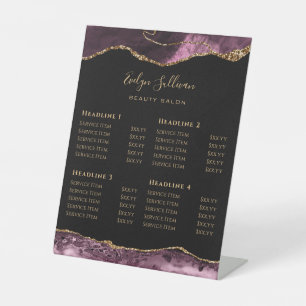 Dark Mauve Agate Beauty Salon Price List Pedestal Sign
