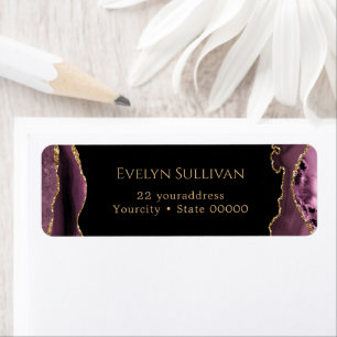 Dark mauve agate return address label
