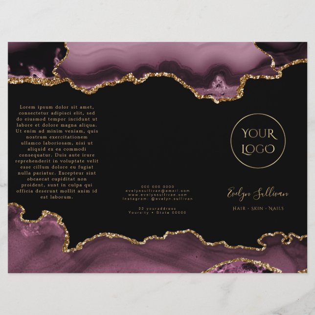 Dark mauve and gold agate brochure (Front)