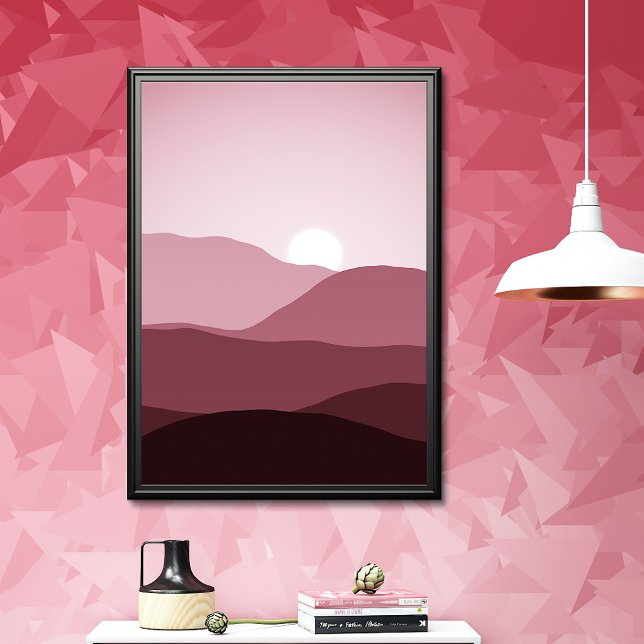 Dark Mauve Blush Pink Mountains Sunset Art Poster (Creator Uploaded)