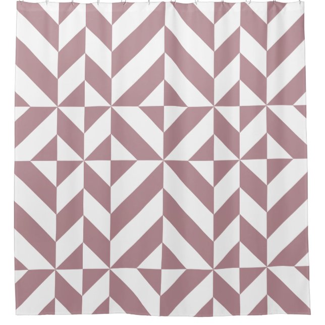 Dark Mauve Geometric Cube Pattern Shower Curtain (Front)