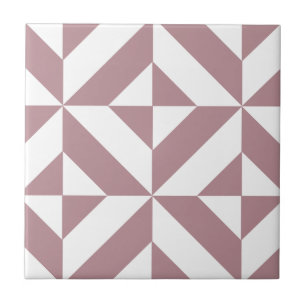 Dark Mauve Geometric Deco Cube Pattern Ceramic Tile