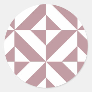 Dark Mauve Geometric Deco Cube Pattern Classic Round Sticker
