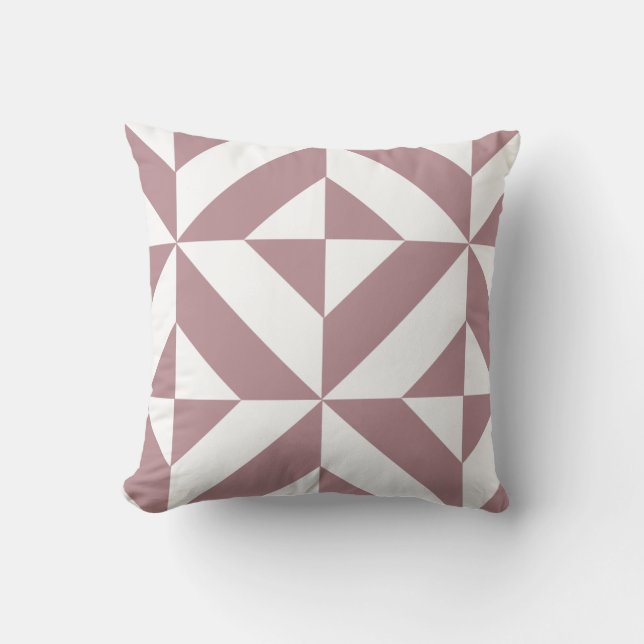 Dark Mauve Geometric Deco Cube Pattern Cushion (Front)