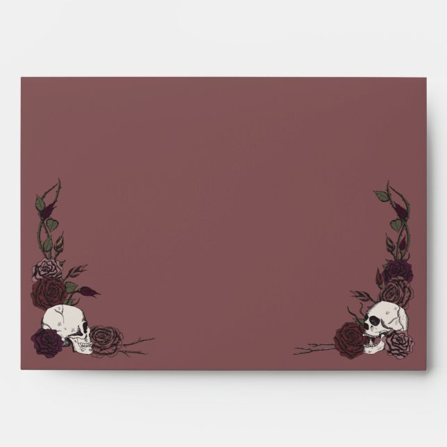 Dark Mauve Skulls and Roses Envelope (Front)
