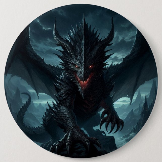 Dark, Mediaeval Dragon  6 Cm Round Badge (Front)