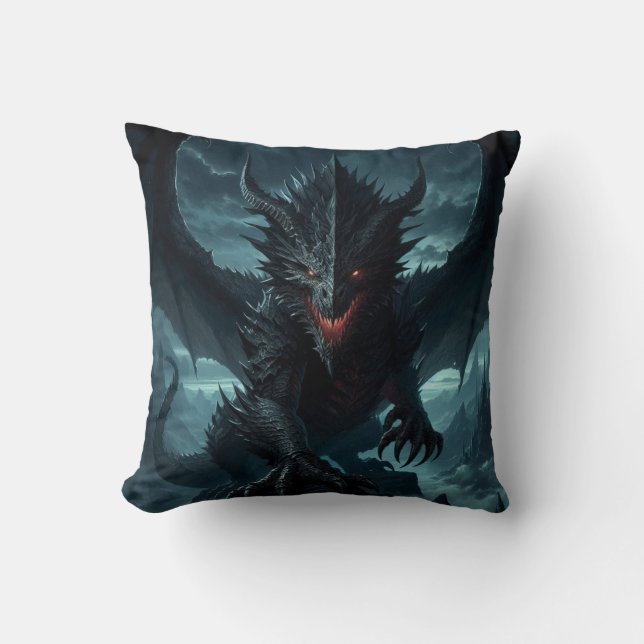 Dark, Mediaeval Dragon  Cushion (Front)