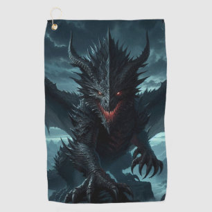 Dark, Mediaeval Dragon Golf Towel