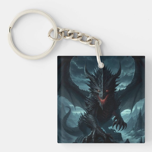 Dark, Mediaeval Dragon  Key Ring (Front)