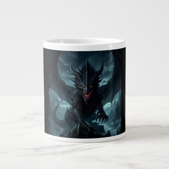 Dark, Mediaeval Dragon  Large Coffee Mug (Front)