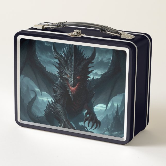 Dark, Mediaeval Dragon  Metal Lunch Box (Front)