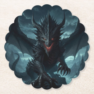 Dark, Mediaeval Dragon Paper Coaster