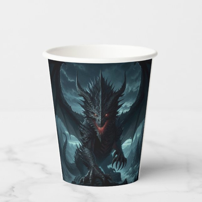 Dark, Mediaeval Dragon  Paper Cups (Front)