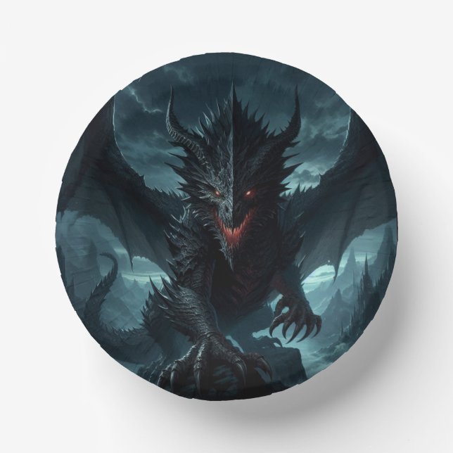 Dark, Mediaeval Dragon  Paper Plate (Front)