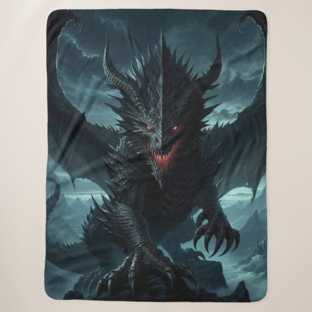 Dark, Mediaeval Dragon  Sherpa Blanket (Front)