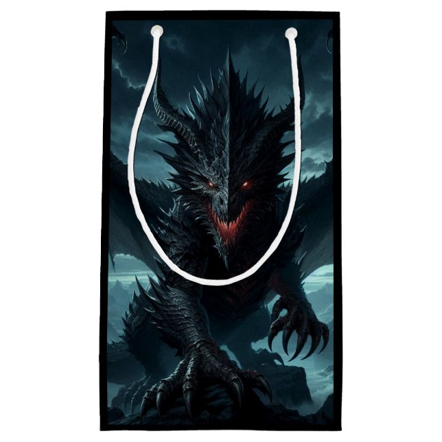 Dark, Mediaeval Dragon  Small Gift Bag (Front)