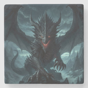 Dark, Mediaeval Dragon  Stone Coaster