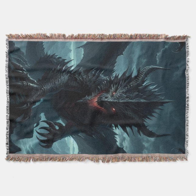 Dark, Mediaeval Dragon  Throw Blanket (Front)
