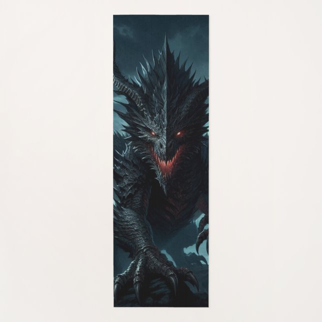 Dark, Mediaeval Dragon  Yoga Mat (Front)