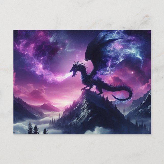 Dark, Mediaeval Ethereal Dragon  Holiday Postcard (Front)