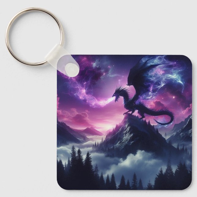 Dark, Mediaeval Ethereal Dragon  Key Ring (Front)