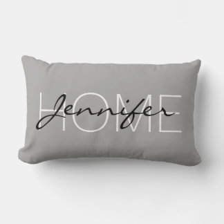 Dark medium grey colour home monogram lumbar cushion