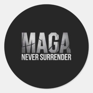 Dark Mega Trump 2024 Never Surrender Classic Round Sticker