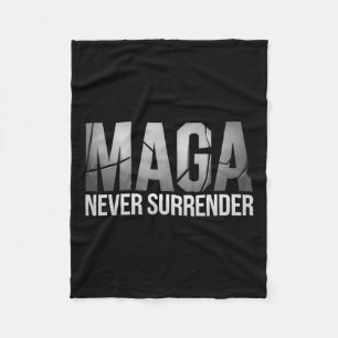 Dark Mega Trump 2024 Never Surrender Fleece Blanket