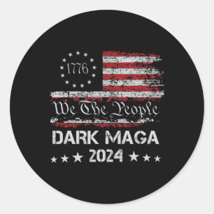 Dark Mega Trump 2024 Us Flag Vintage President Cam Classic Round Sticker
