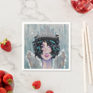 Dark Melancholy Brunette Angel Napkin