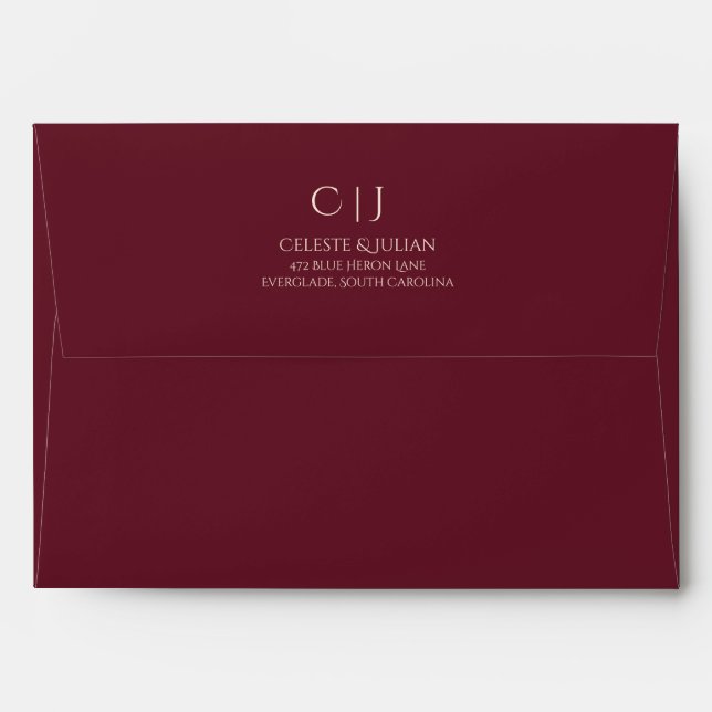 Dark Merlot Wine Wedding Envelope (Back (Top Flap))