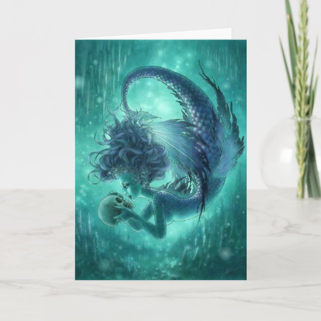 Dark Mermaid Greeting Card - Secret Kisses (Front)
