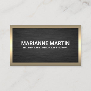 Dark Metal Aluminium   Golden Border Business Card
