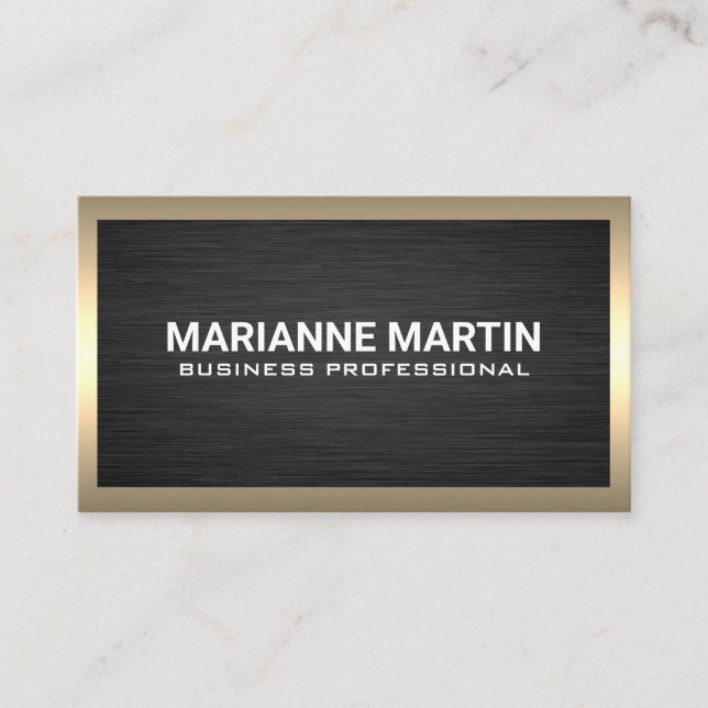 Dark Metal Aluminium | Golden Border Business Card (Front)