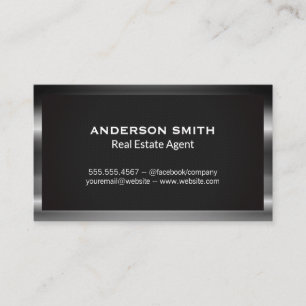 Dark Metallic Frame Black Texture Background Business Card