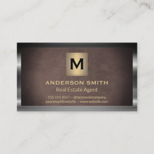 Dark Metallic Frame   Brown Texture Background Business Card