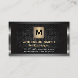 Dark Metallic Frame   Geometric Pattern Background Business Card