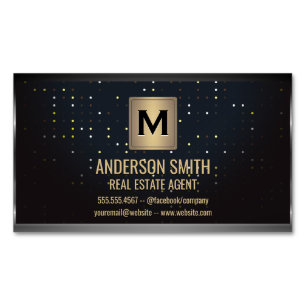 Dark Metallic Frame Luxury Dotted Background Magnetic Business Card